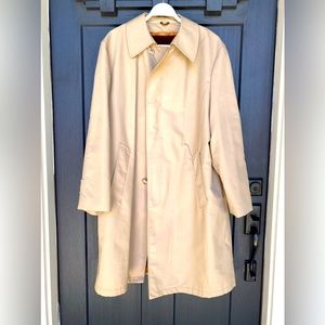 Sears Outerwear Coat Overcoat Mens 42 Reg Tan Removable Faux Fur Lining Trench